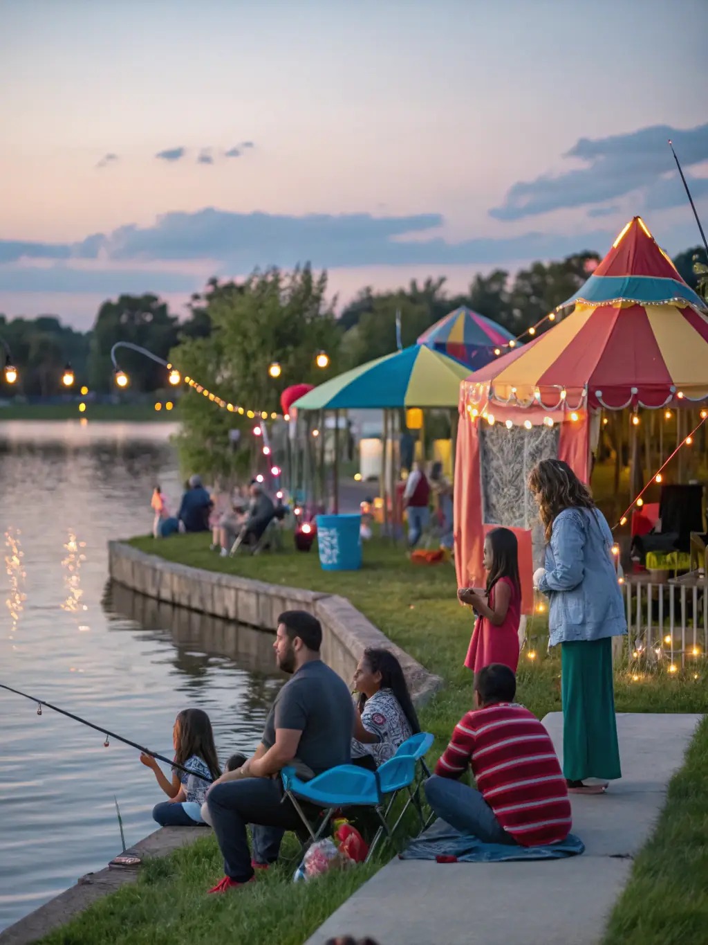 A photograph capturing a group of anglers participating in a fishing tournament organized by LE GUERNOUILLET, showcasing the excitement and competitive spirit of the event.